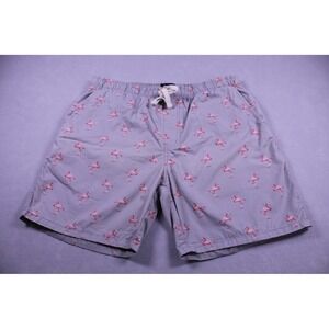 Artistry in Motion Men's Grey Pink Flamingo Print Casual Drawstring Shorts